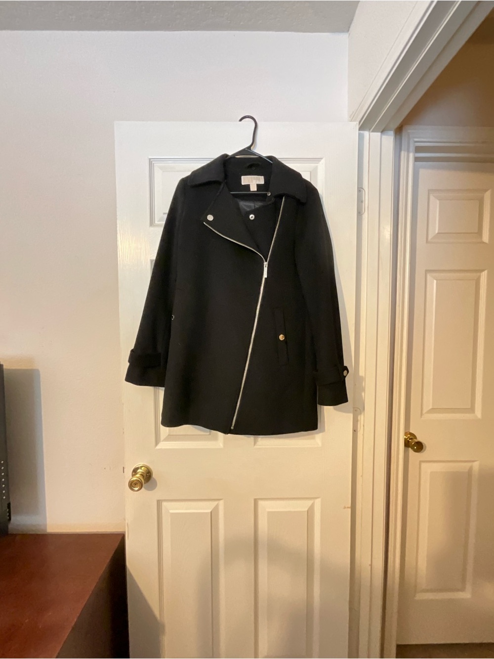 MICHAEL Michael Kors Black Asymmetric Moto Peacoat